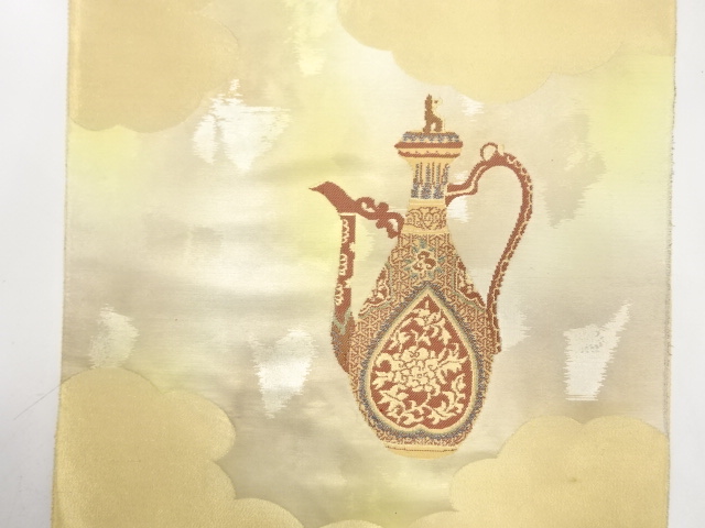  アンティーク　じゅらく製　水指模様織り出し　名古屋帯地反物